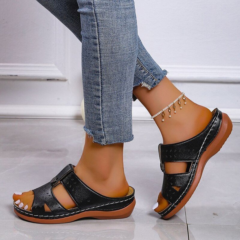 Sandales confortables à bout ouvert pour femme - DartyShoes