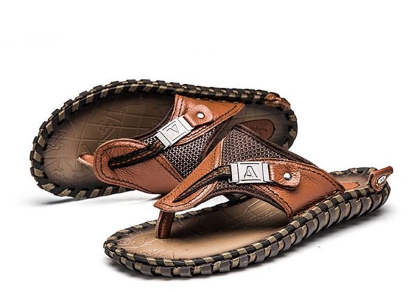 Sandales plates en cuir pour hommes - DartyShoes